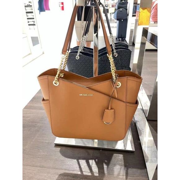 Michael Kors 35F1GTVT3L Jet Set Travel Large Chain Shoulder Tote Bag Leather - Picture 2 of 9